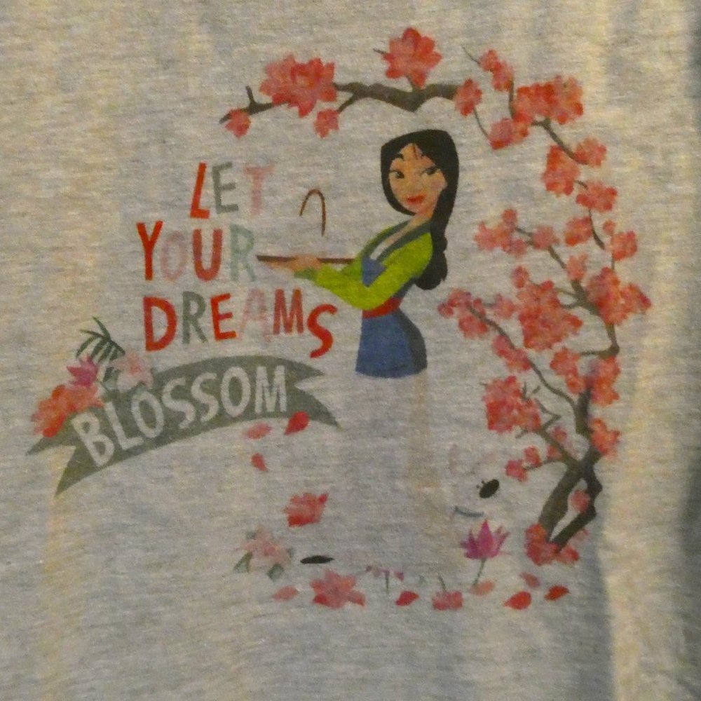 Disney Mulan Girls Gray T-shirt Sz L